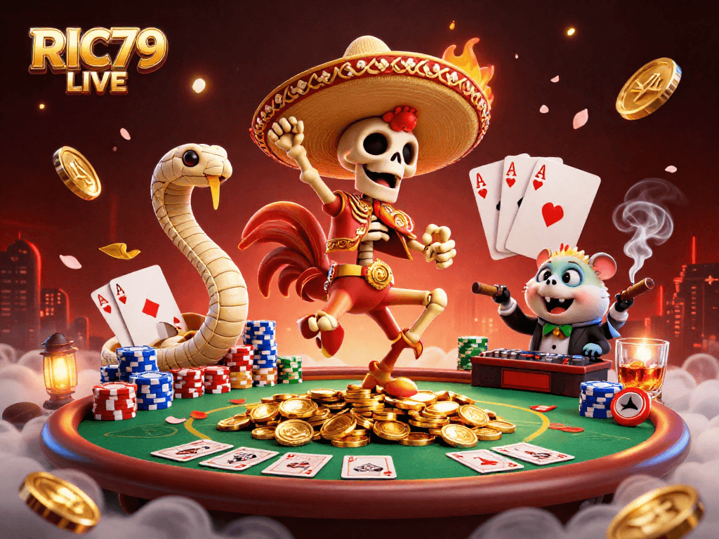 Celebrate wins at RIC79 LIVE with a joyous salsa dance from lively casino characters.