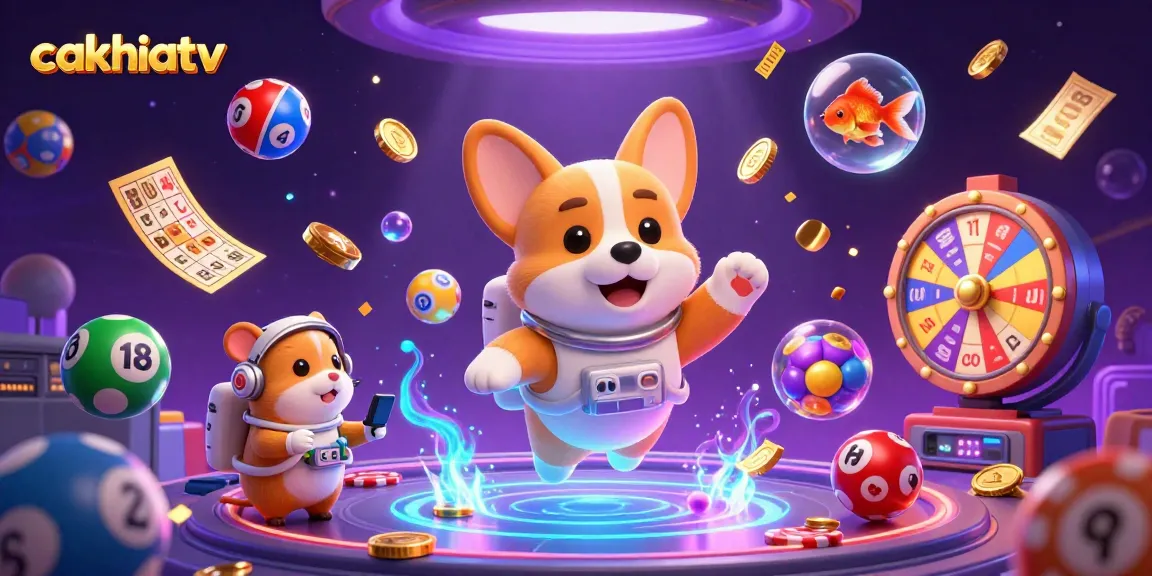 Cakhiatv offers immersive gaming excitement with corgi astronaut, casino elements, and vibrant backgrounds.