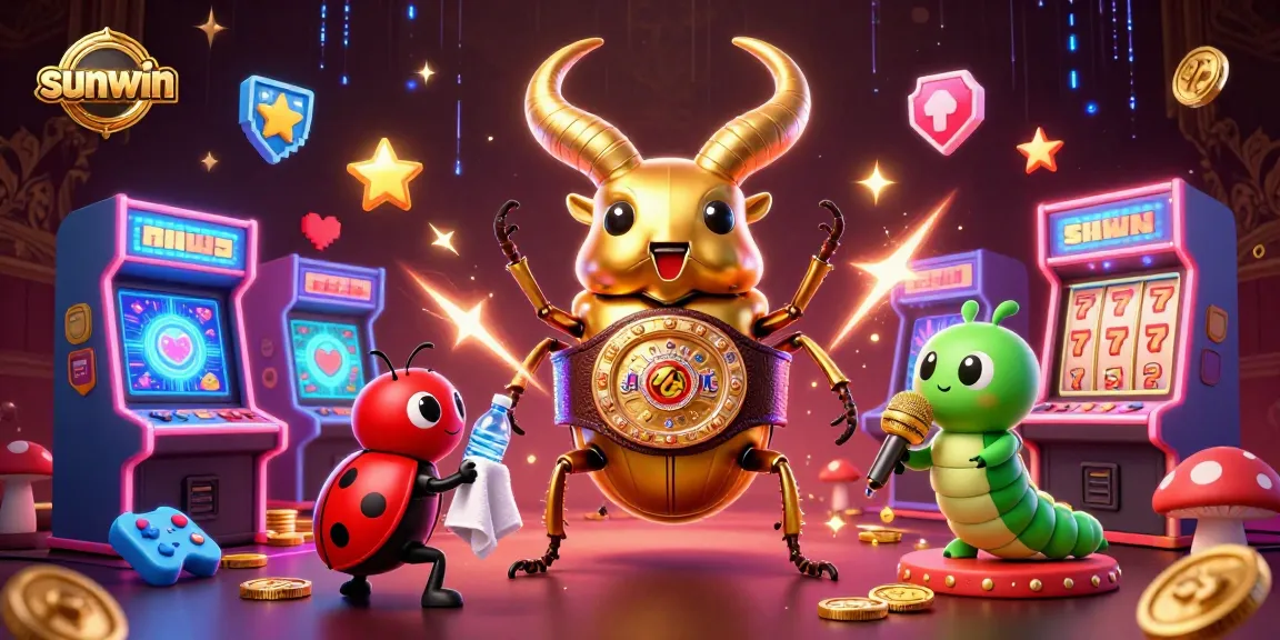 Engage with sunwin's classic slots while witnessing a dramatic 3D boxing match in this vibrant casino scene.