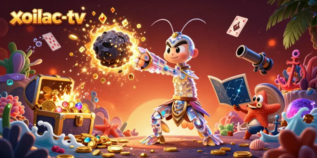 Experience thrilling action at xoilac-tv as a samurai shrimp breaks through an exploding asteroid filled with gems.
