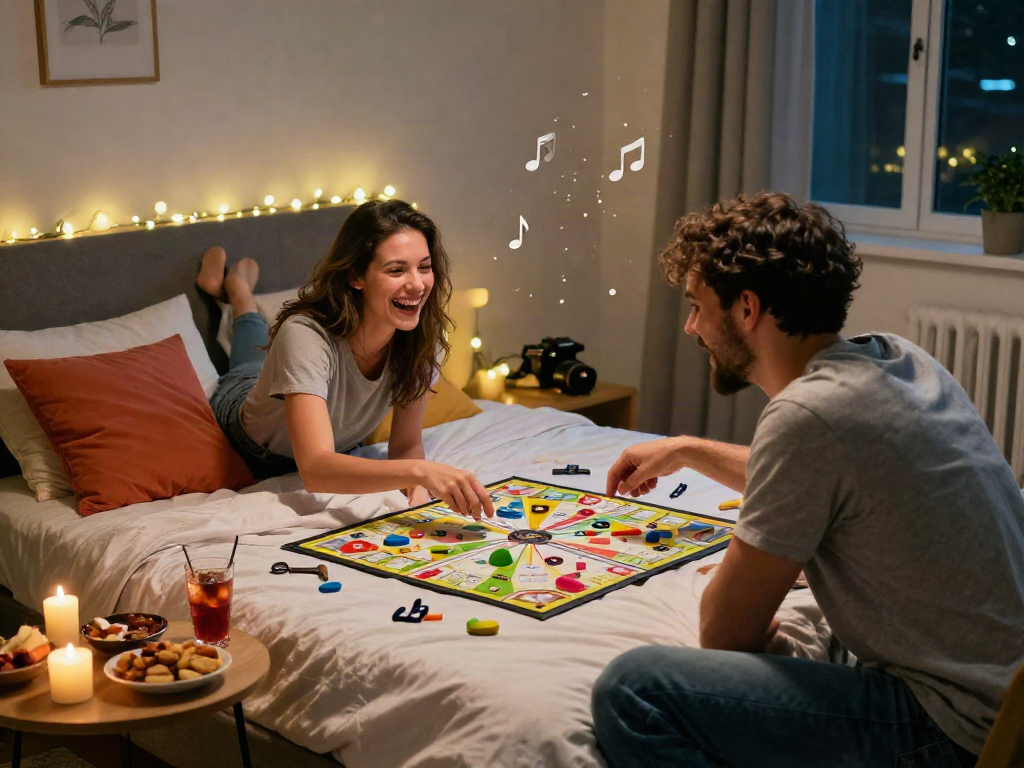 Couple enjoying a sex game night full of laughter and playful intimacy