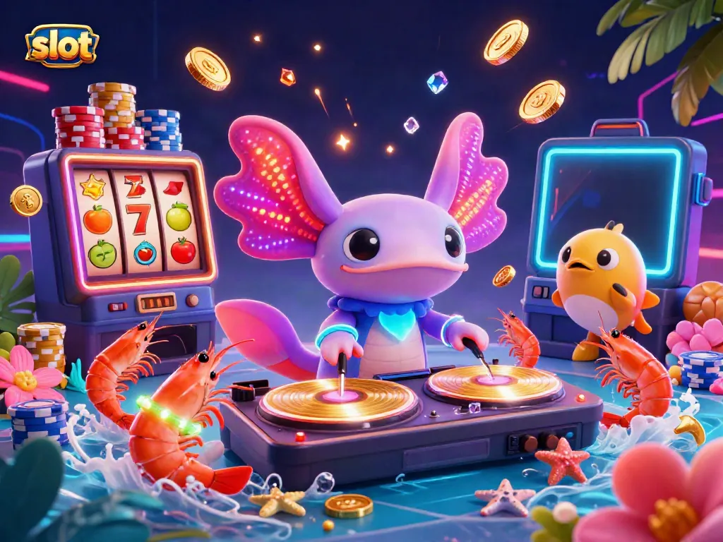 Spin the reels and enjoy vibrant slot action with a 3D cartoon DJ and lively sea creatures.