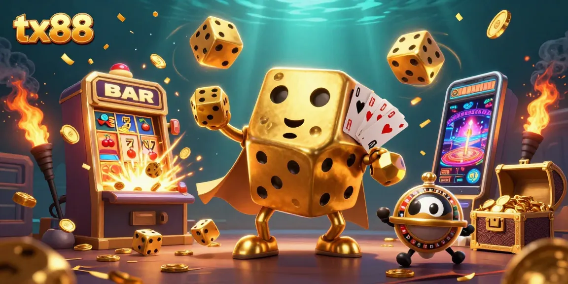 Experience the excitement of tx88 with a vivid 3D casino scene showcasing dynamic gaming elements and characters.