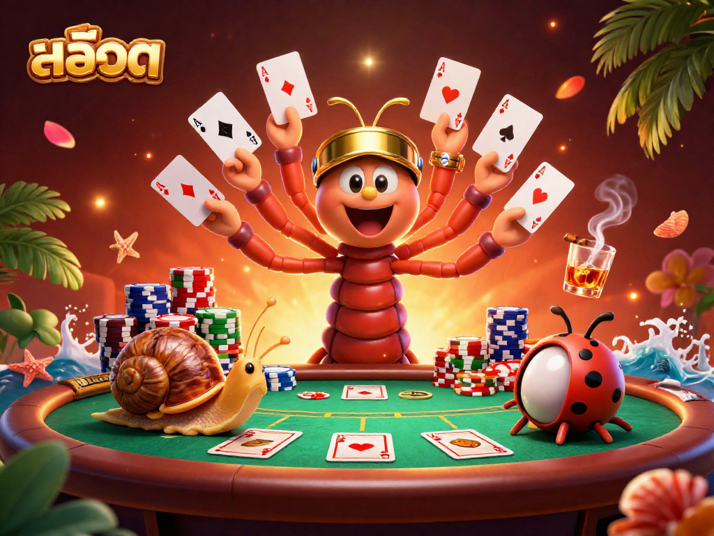 Experience exciting สล็อต casino action with a vibrant 3D illustration of a unique dealer scene.
