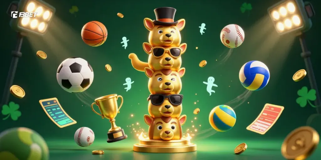 Bet on F8BET with a vibrant 3D illustration showcasing dynamic casino elements and sports excitement.