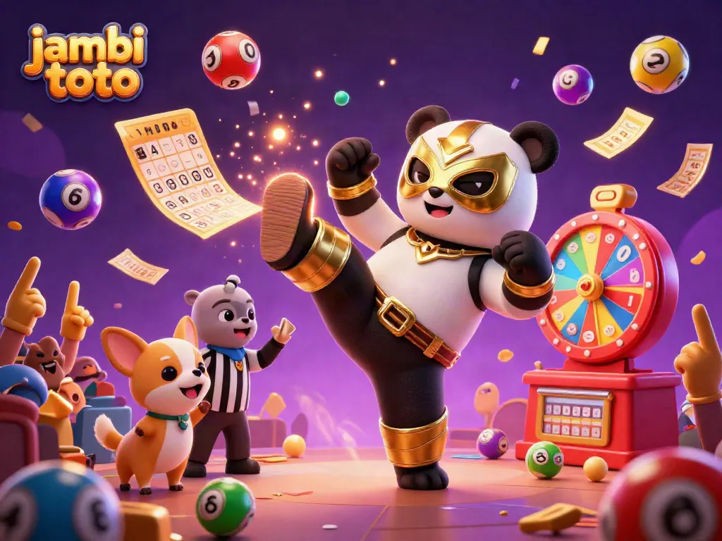 Join the excitement of jambi toto with lively characters and colorful gambling elements in this animated scene.