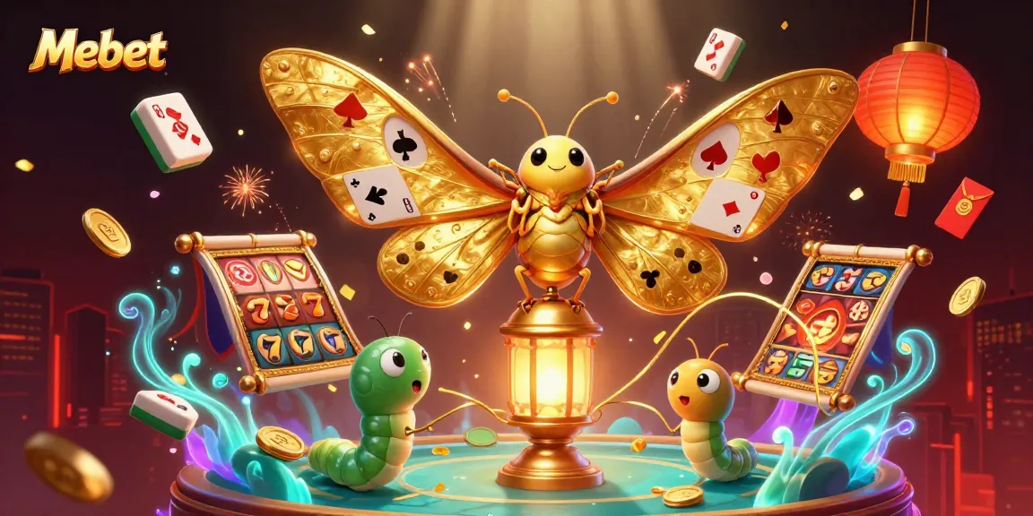 Mebet's vibrant casino experience comes alive with golden slot reels, symbolizing winning strategies and excitement.