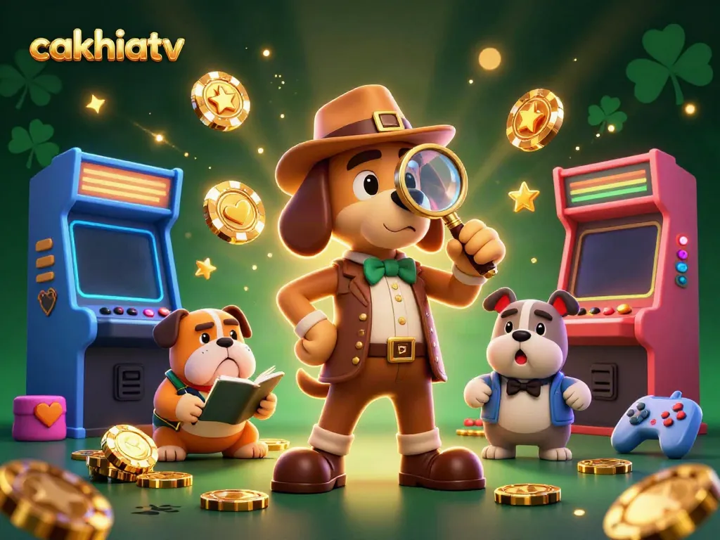 Engage with cakhiatv's thrilling atmosphere as a detective bloodhound uncovers poker chip treasures with vibrant gaming elements.