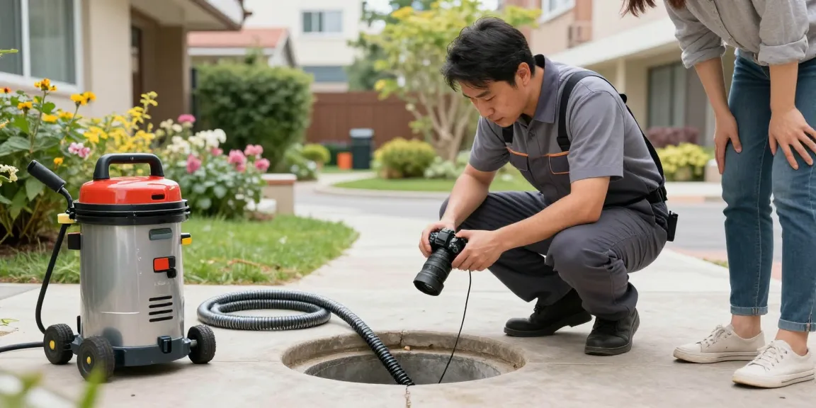 Blocked drain London being inspected by a professional drainage engineer in a residential garden.