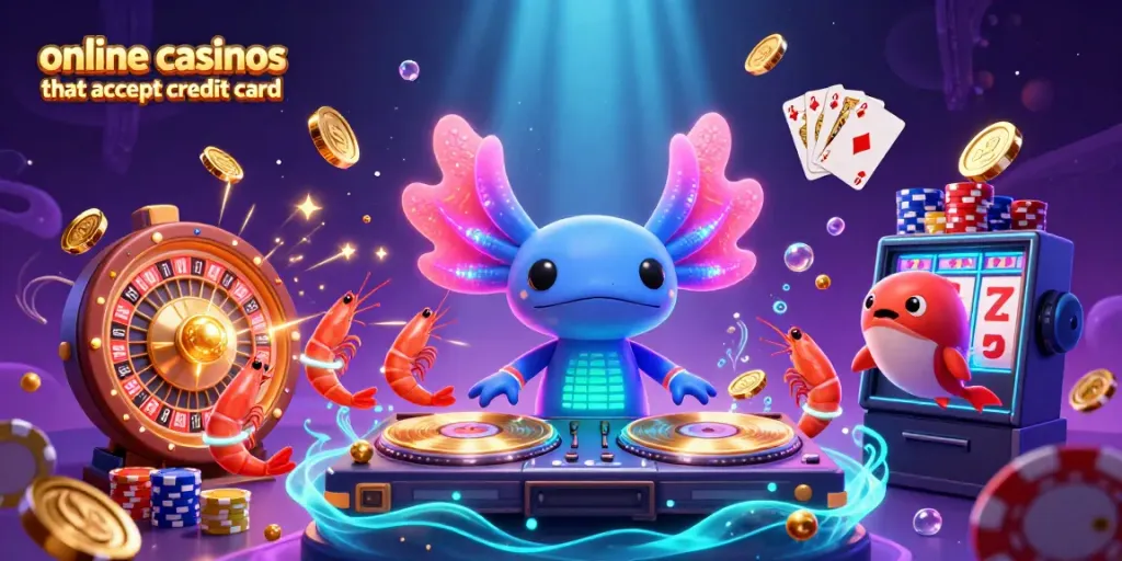 Experience the thrill at online casinos that accept credit card with vibrant casino elements and dynamic characters.