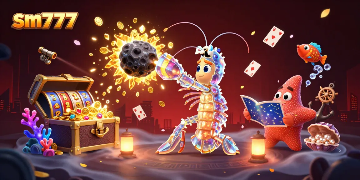 Engage in thrilling gameplay with SM777's dynamic casino universe featuring vibrant characters and elements.