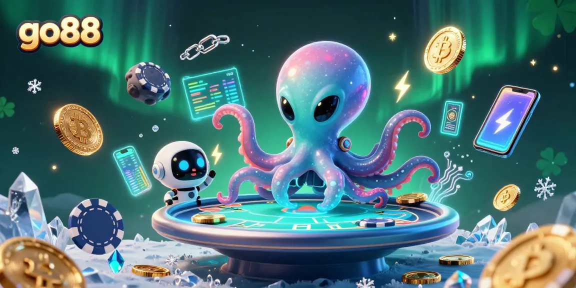 Engage with go88's thrilling games like slots and poker in a vibrant 3D casino scene.