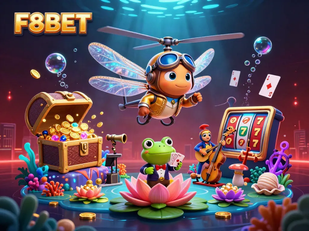 Engage in thrilling gameplay at F8BET casino, with vibrant characters and dynamic game elements.