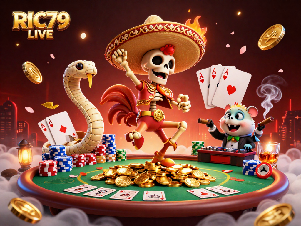 Celebrate wins at RIC79 LIVE with a joyous salsa dance from lively casino characters.