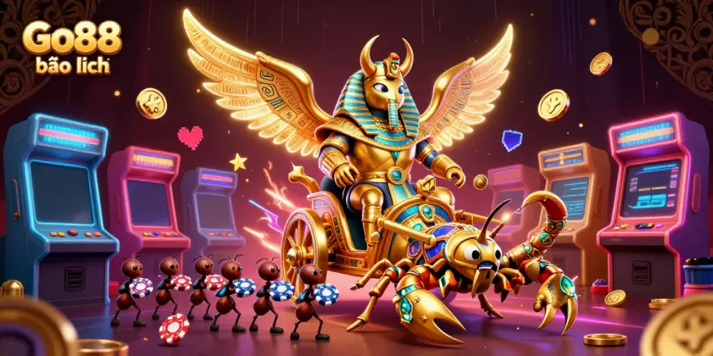 Engage with Go88 bảo mật features, showcasing security elements amidst vibrant casino visuals.