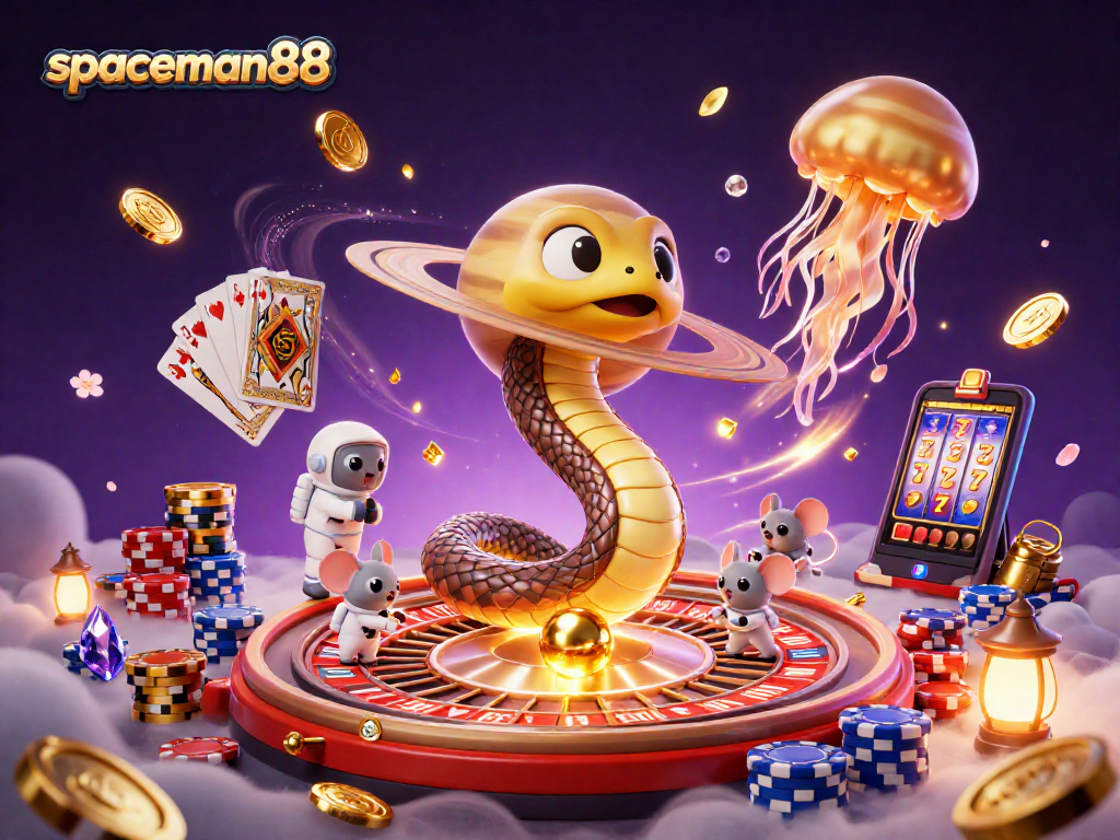 Experience the fun of spaceman88 with a cosmic jackpot scene featuring colorful gaming elements.