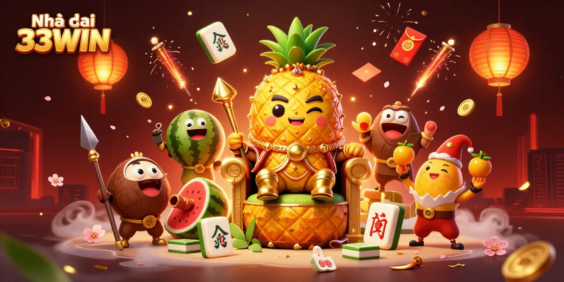 Play exciting games at Nhà cái 33WIN, enhanced by vibrant visuals and rich 3D characters in a stunning casino scene.