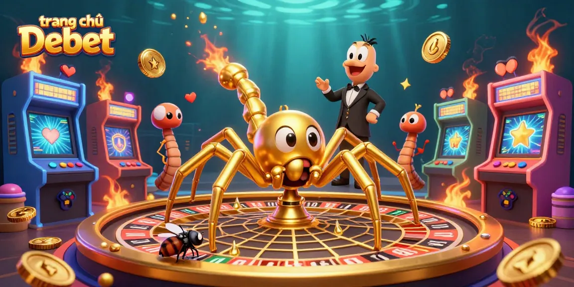 Spin the roulette wheel at trang chủ Debet with a golden spider and a centipede croupier.