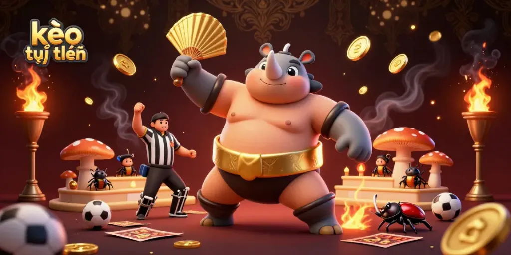 Engage in kèo trực tuyến with thrilling sports betting excitement in a vibrant illustrated scene.