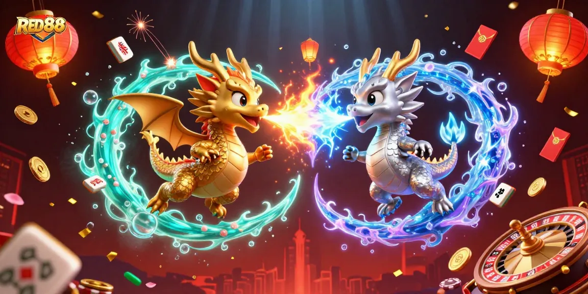 Engage with the thrilling world of RED88 through dynamic casino-themed 3D illustration art.
