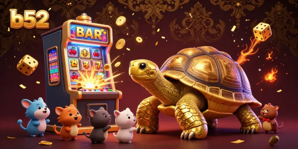 Experience the thrilling luck of b52 with a colossal golden tortoise pinball machine and exploding slots.