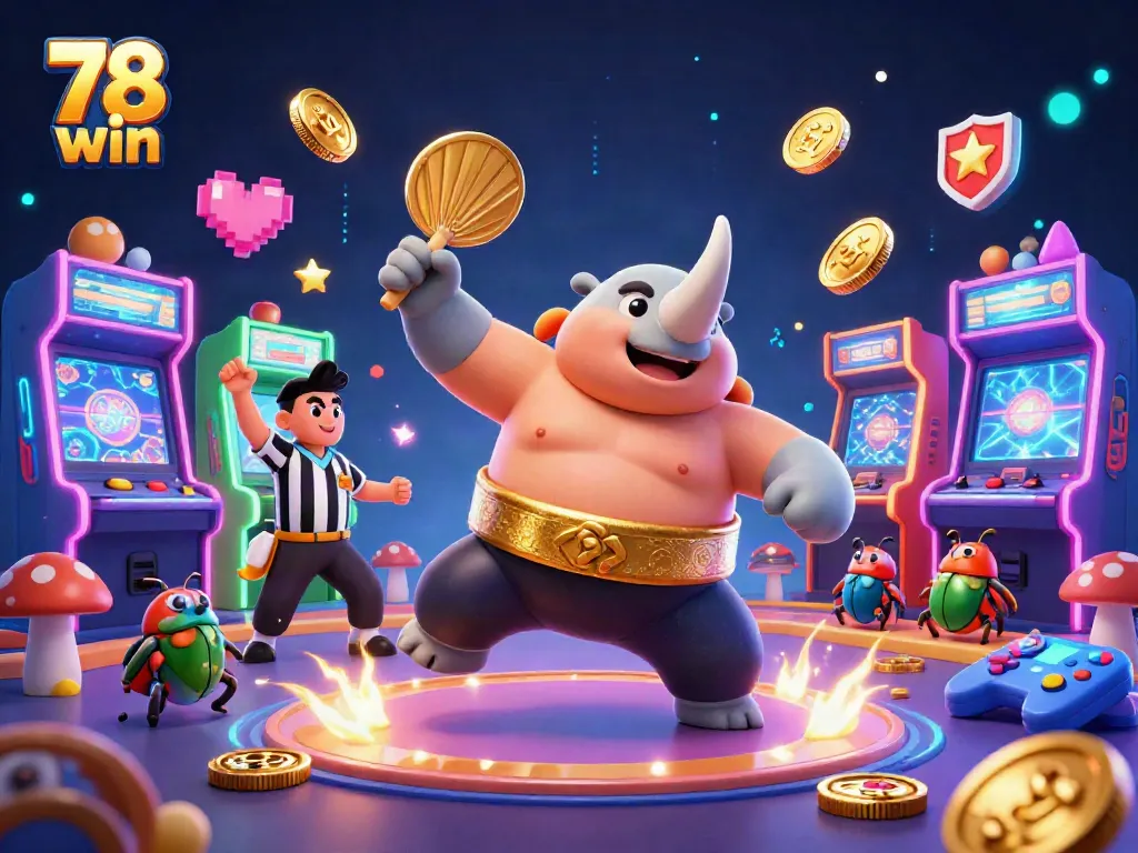 Experience dynamic gaming action with the 78 win champion beetle amidst vibrant casino elements.