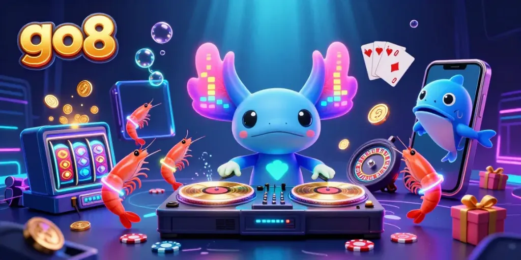 Experience excitement with go8's vibrant casino adventure featuring neon DJ and underwater games.