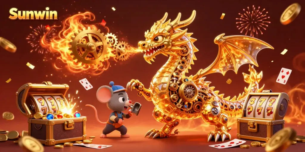 Experience thrilling games with Sunwin in a captivating 3D casino scene filled with excitement.