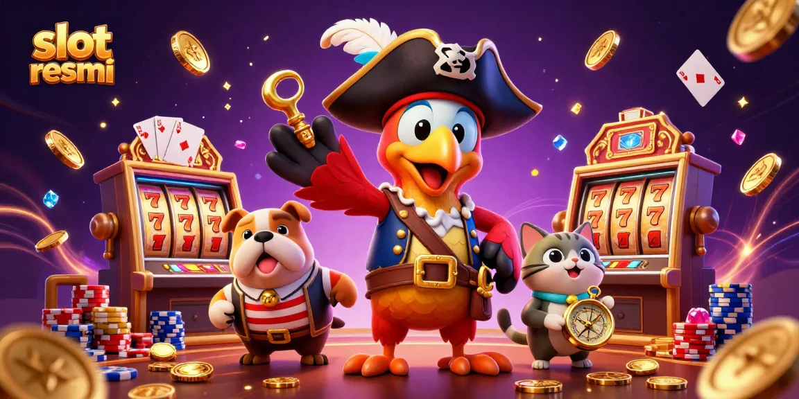 Spin the reels with slot resmi as colorful coins and poker chips fly in a vibrant casino scene.