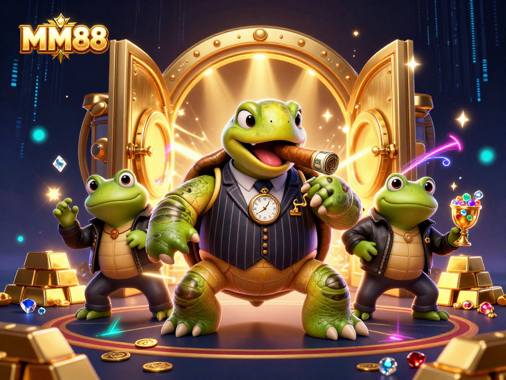Experience the thrill of MM88 with a vibrant casino scene filled with treasure and excitement.
