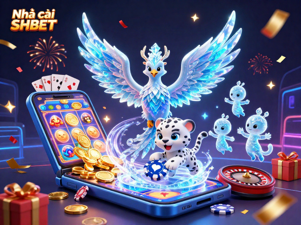 Engage with Nhà cái SHBET through vibrant 3D casino illustration showcasing exciting gaming elements and characters.