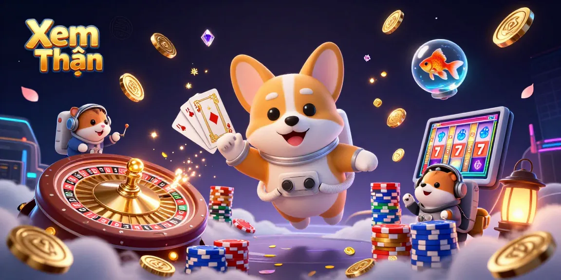 Experience Xem Thêm casino excitement with cosmic gaming characters and vibrant 3D elements.