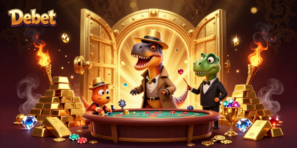 Debet card counter velociraptor strategizing at a blackjack table with casino treasure details.