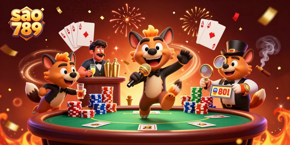 Explore the vibrant world of sao 789 with hyenas running a comical casino scene full of excitement.
