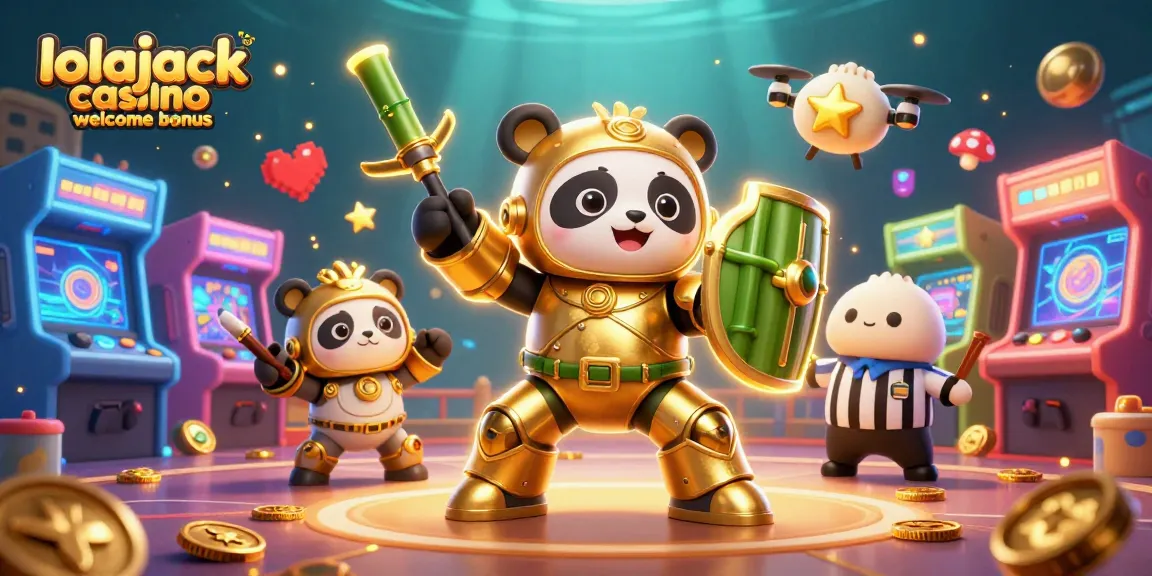 Claim an exciting lolajack casino welcome bonus with vibrant gaming characters and action-packed visuals.