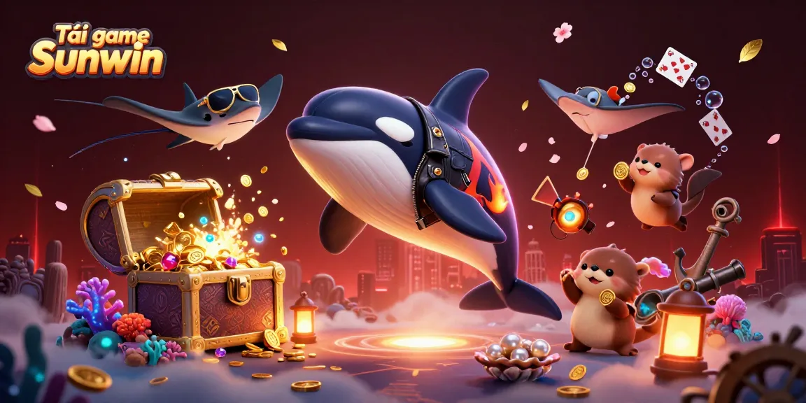 Experience Tải game Sunwin with underwater treasures and vibrant sea creatures in a lively casino scene.