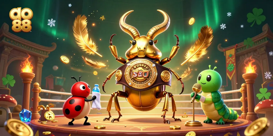 Experience the thrill at go 88 with a giant golden stag beetle and engaging casino elements.