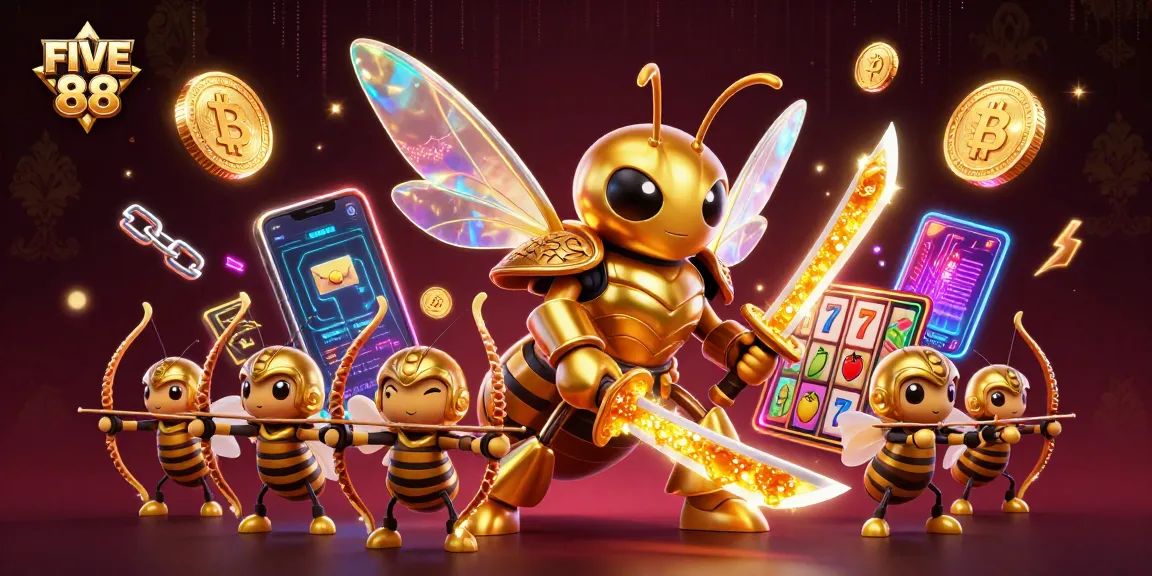 Engage with the thrilling FIVE 88 casino experience featuring vibrant 3D characters and elements.