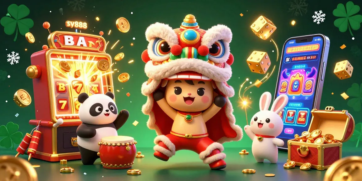 Experience the thrilling world of sv888 with vibrant casino action featuring lion dancers, jackpot explosions, and golden treasures.